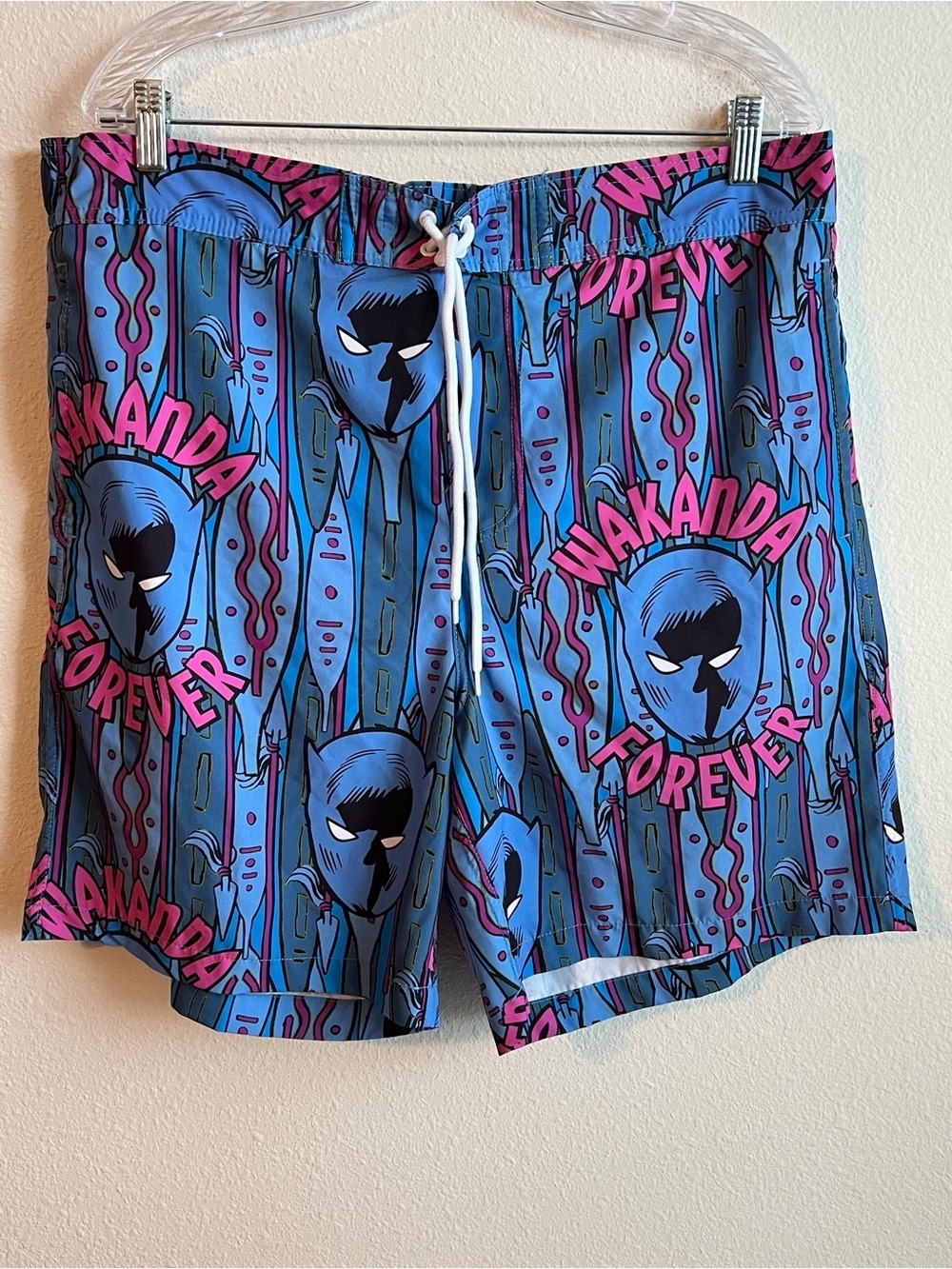 Marvel Black Panther Wakanda Forever Men's Blue Graphic Swim Shorts